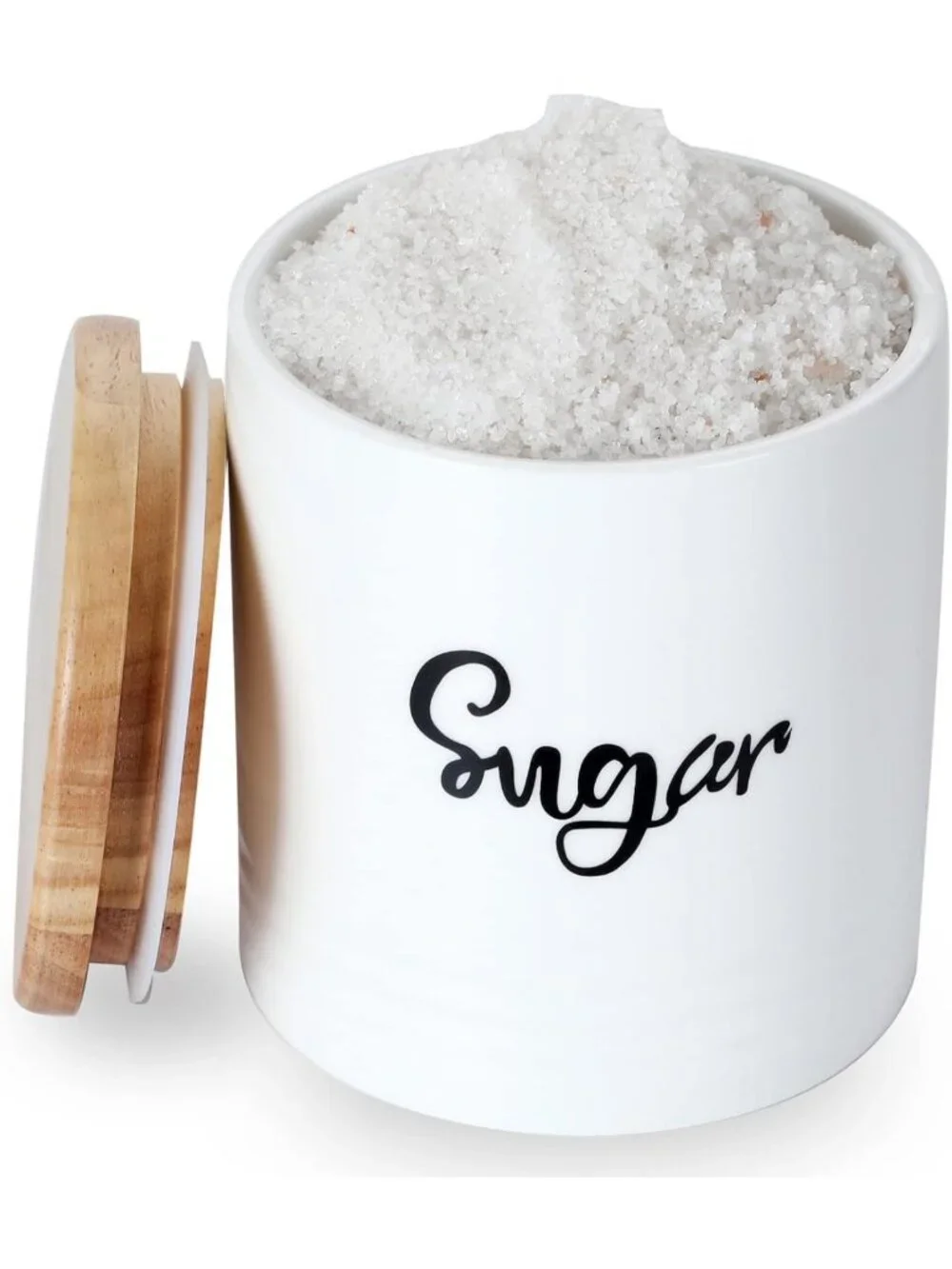 Space-Saving Porcelain Food Storage Containers with Lid, 4.5 Inch, Labeled Sugar